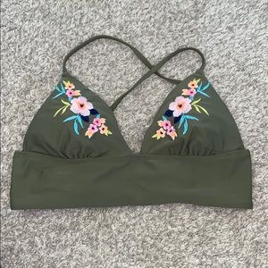Embroidered green bikini top!!